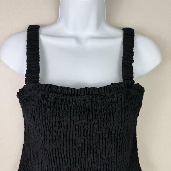 Steve Madden Women's Black Smocked Crop Top Sleeveless Stretch Size Large NWT - Picture 3 of 9